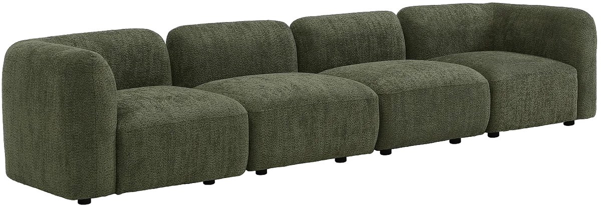 Vente-unique Modulaire vijfzitsbank in groene boucléstof DANEPI