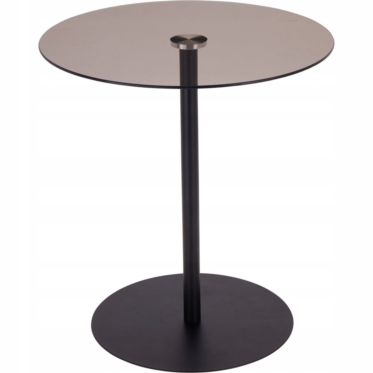 Relaxwonen - Bijzettafel – Stijlvol & Praktisch - Zwart - Model Nev - Ø 40 x 43 cm – Glazen Tafelblad – Metalen Onderstel