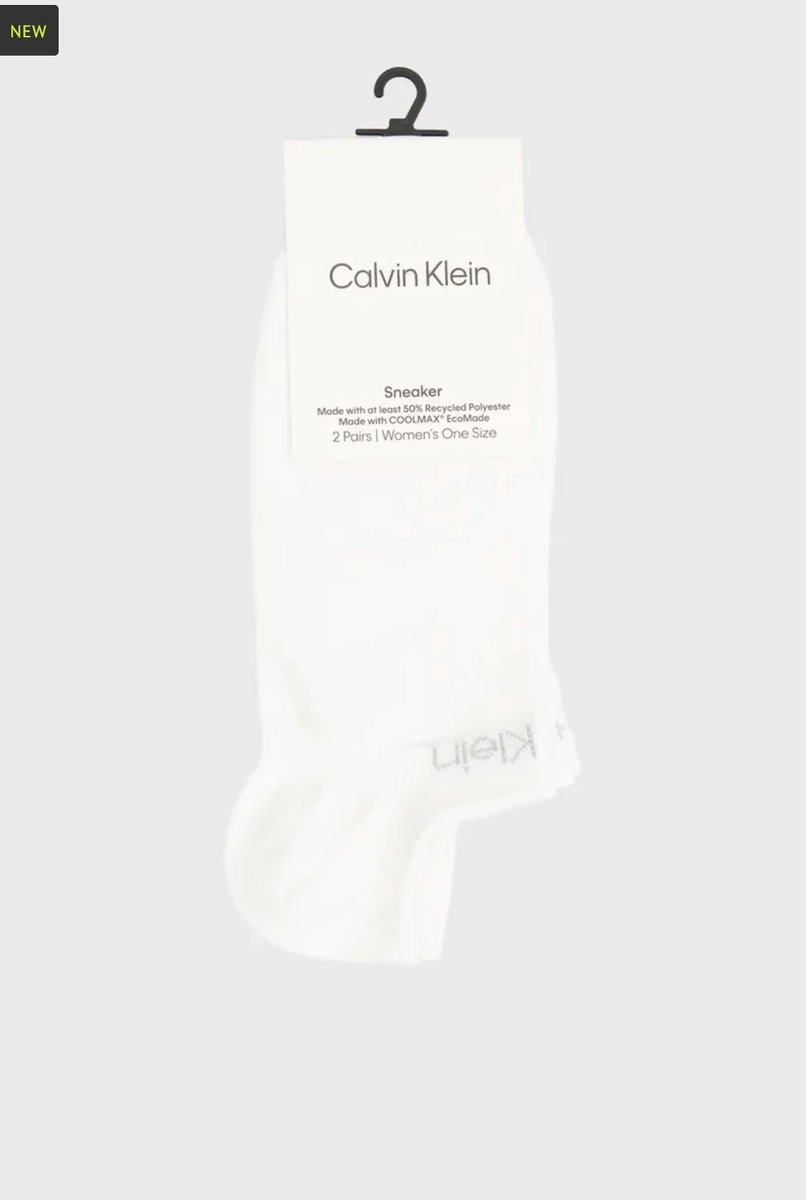 Calvin Klein Dames Sneakersokken 2-Pack – Invisible Socks – Zacht & Ademend - Wit - One Size
