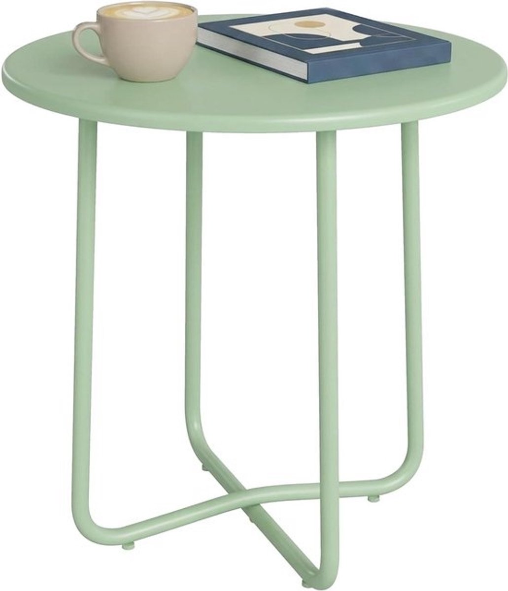 Ronde Salontafel - Balkontafel Tuinstafel - Buiten Ontspannen - Verstelbare Poten - Ø48 x 51 cm - Groen