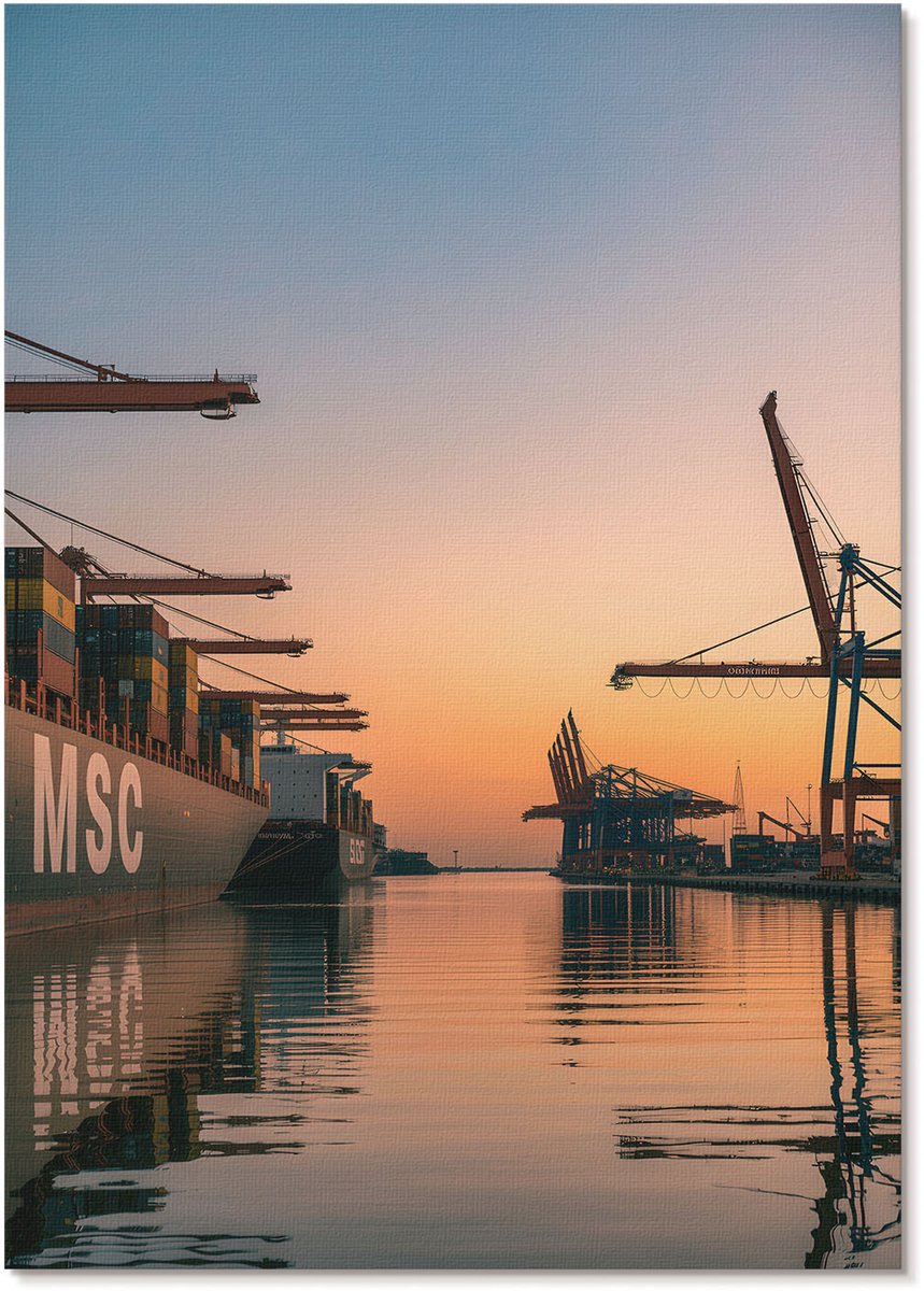 Tulup Polycanvas Poster - Port West, Fotografie - A4 - Oranje Illustratie - Rechthoek - Kunstposter - Woonkamer, Slaapkamer, Kantoor - Industrieel