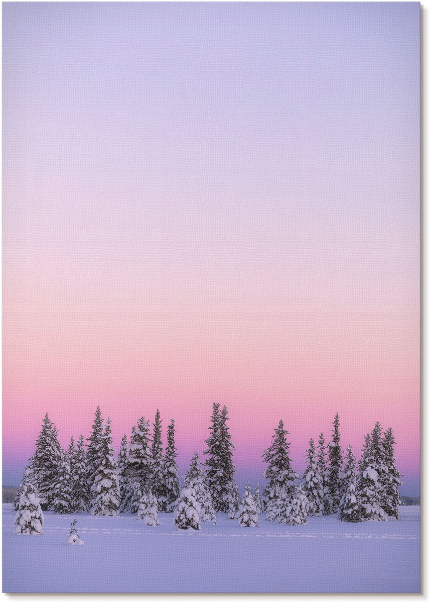 Tulup Polycanvas Wandposter - Winterlandschap, Fotografie - A4 - Roze Decoratie - Rechthoek - Wandkunstwerk - Woonkamer, Slaapkamer, Kantoor - Klassiek