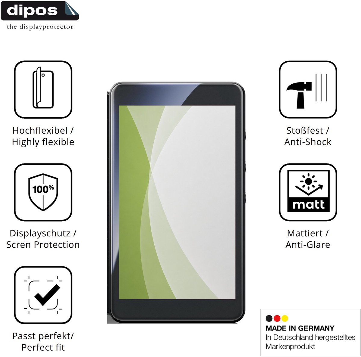 dipos FLEX – 2x Matte Screenprotector geschikt voor PECSU G4S | Volledige Schermbescherming | Case-Friendly