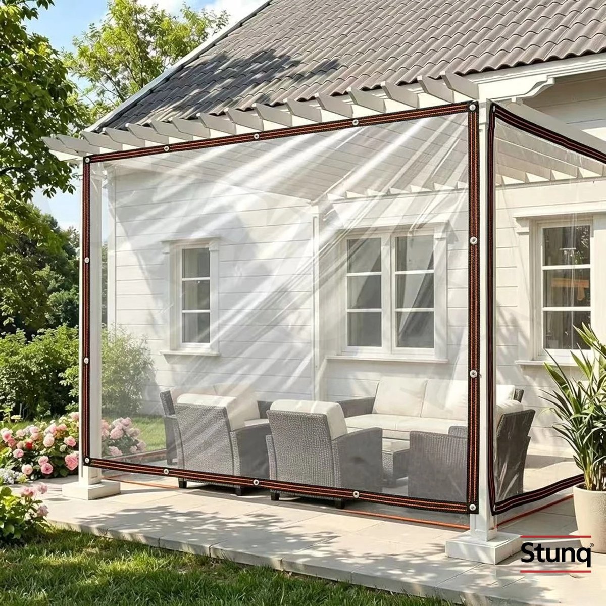 Stunq® Transparant Afdekzeil met Oogjes – Waterdicht Windscherm voor Balkon en Terras
