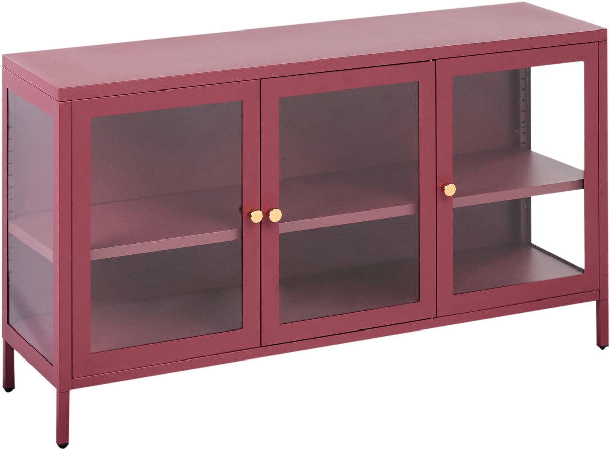 Beliani NEWPORT - Dressoir - Donkerrood - Staal