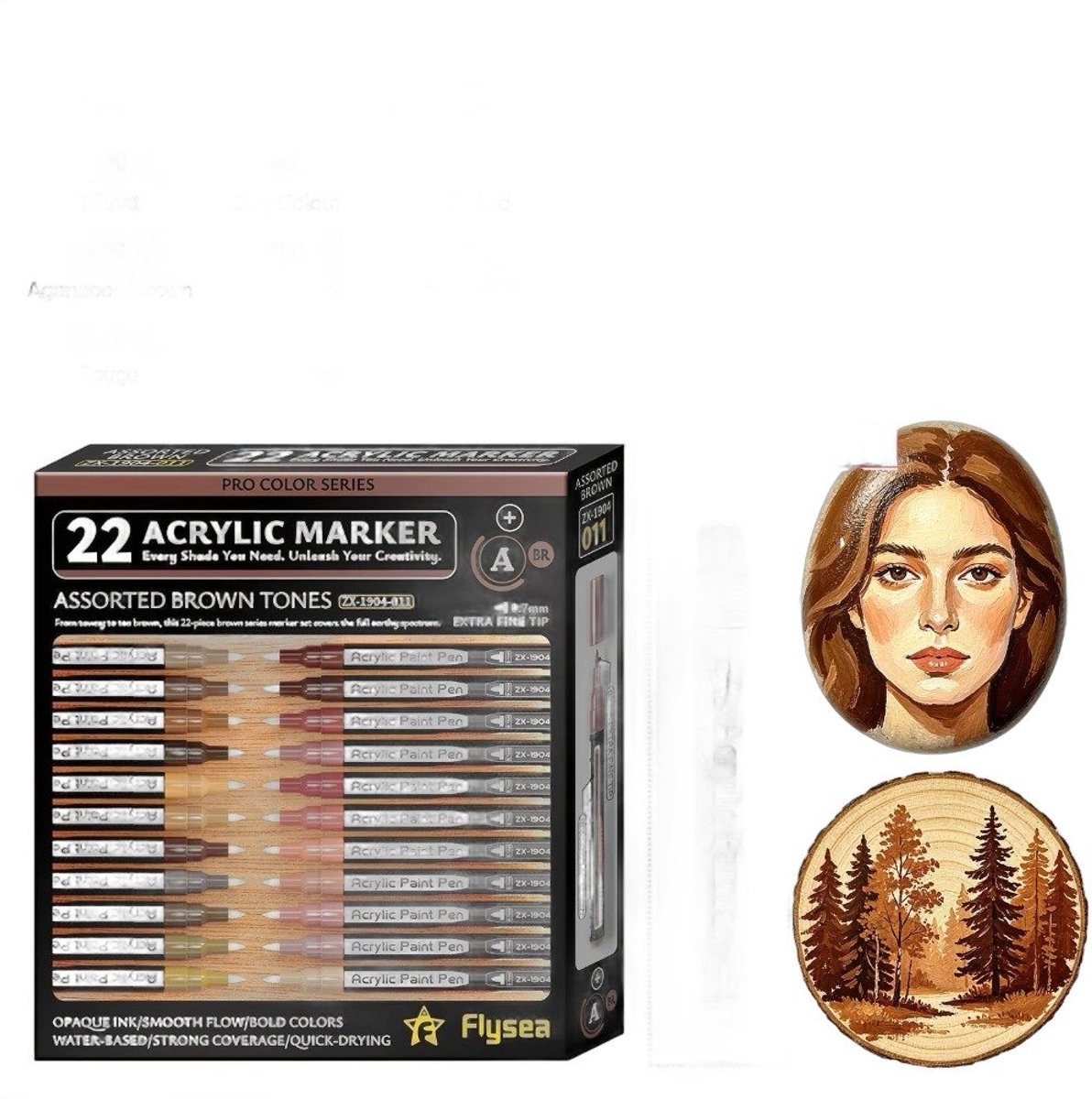 Currero Aquamarkers - Twinmarkers - Brushpennen - Stiften - Markeerstiften Op Waterbasis - Dual Tip - Tekenen En Kleuren - Set Van 23 Stuks, Bruin