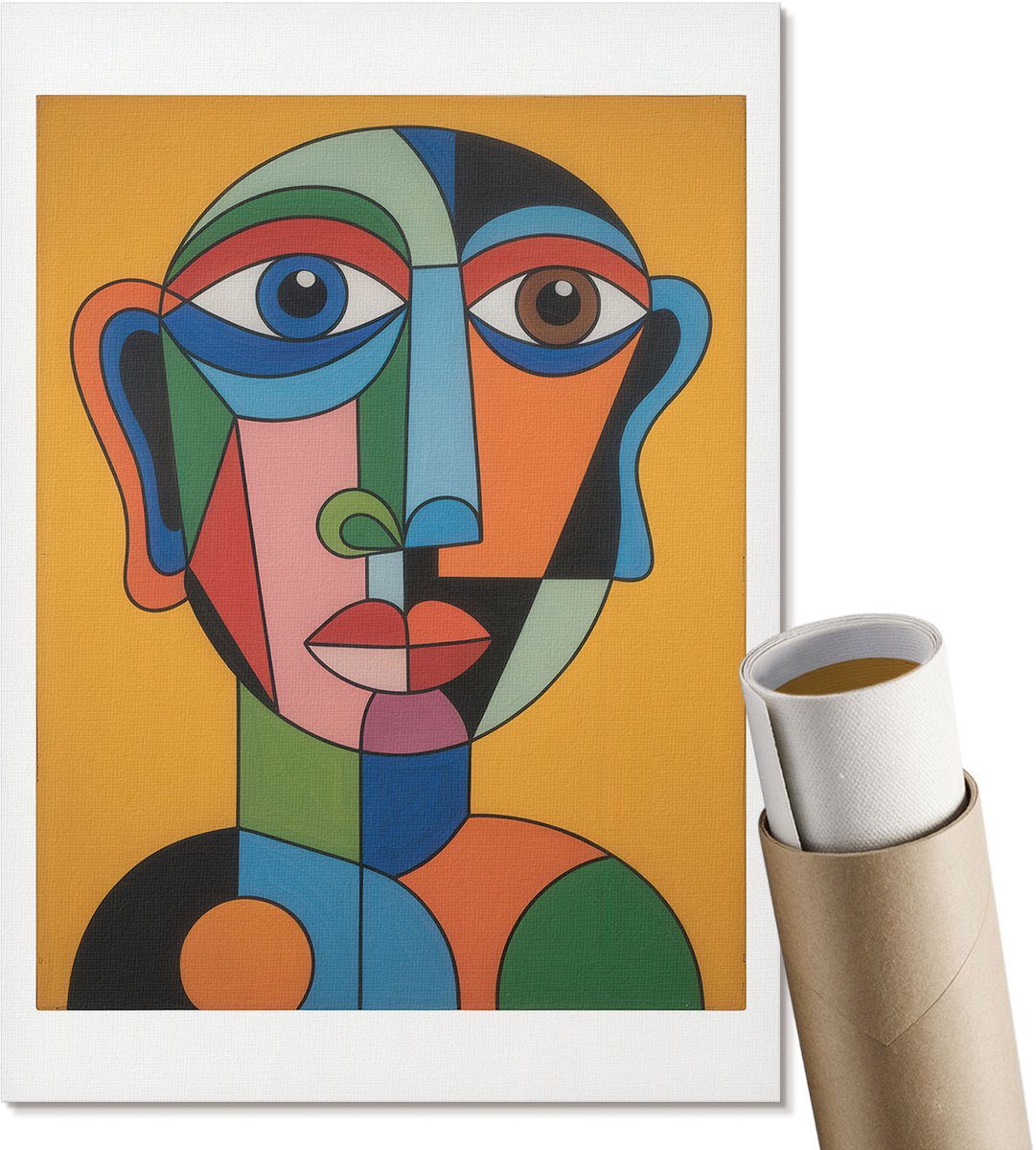 Coloray Polycanvas Wandposter - Bloemsymmetrie, Illustratie - A3 - Groen Patroon - Rechthoek - Muurkunst - Woonkamer, Slaapkamer, Kantoor - Klassiek
