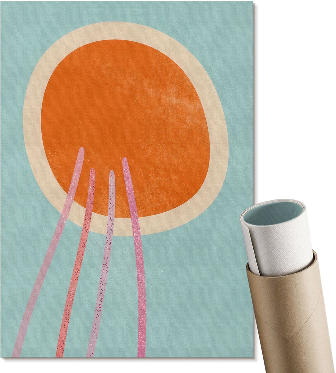 Coloray Polycanvas Poster - Vliegende Paraplu, Grijs - A4 - Turkoois Wandposter - Rechthoek - Muurdecoratie - Woonkamer - Modern