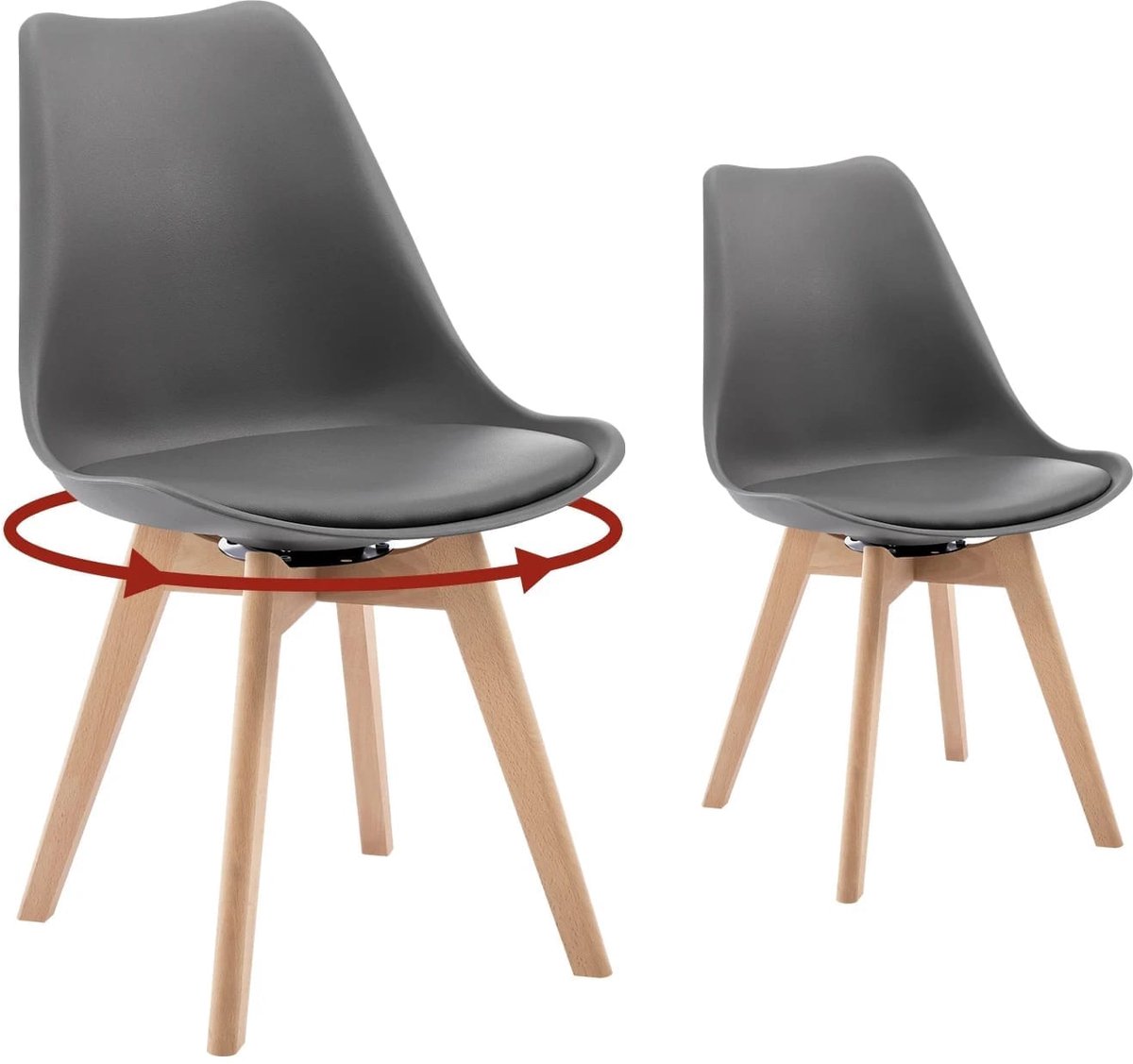 Klarven® Eetkamerstoelen Lichtgrijs - Draaibare Eetkamerstoelen - Eetkamerstoelen Set Van 2 - Eetkamerstoelen Draaibaar - Eetkamerstoelen Hout - Dining Chairs - 360 Graden Draaibaar, Massief Houten Onderstel - Draagvermogen 120 kg - B48xd58,5xh83cm