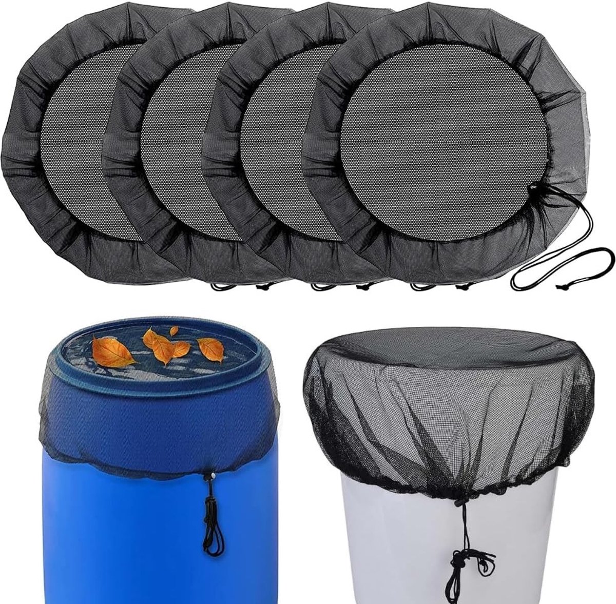 Verstelbaar Beschermnet voor Regenvaten - 4 Stuks - Mosquito Bescherming, Bladbescherming en Waterfiltering - 95 cm Diameter