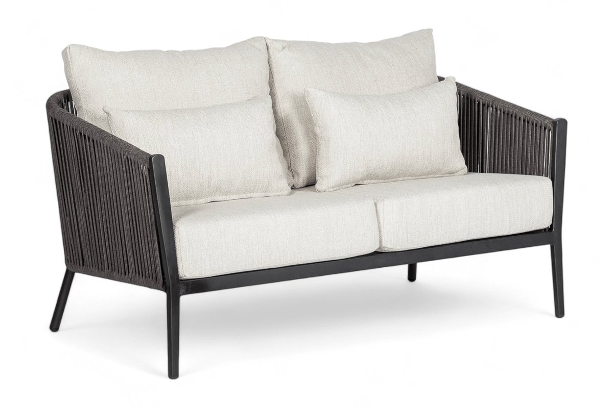 Belito Ouddorp Loungebank 150 cm | Grey Rope | All-Weather Zwart