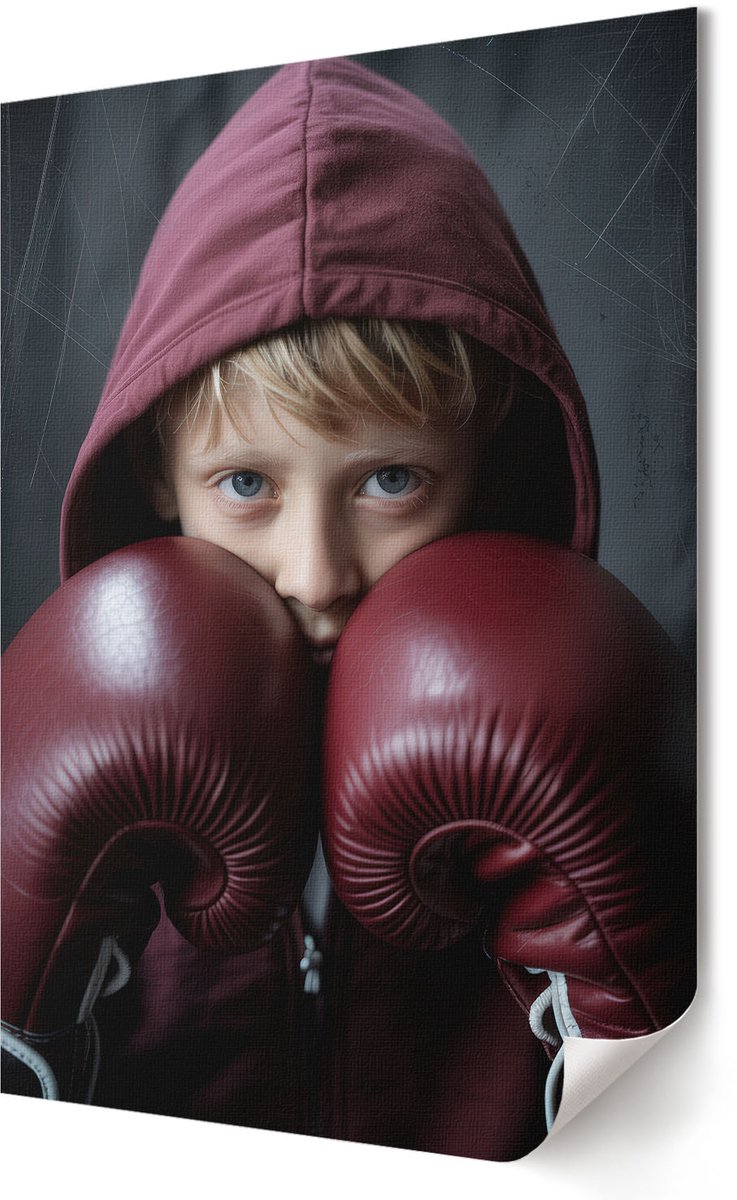 Coloray Polycanvas Wandposter - Jonge Bokser, Fotografie - 594 x 840 - Bordeaux Motief - Rechthoek - Wandkunstwerk - Slaapkamer - Modern