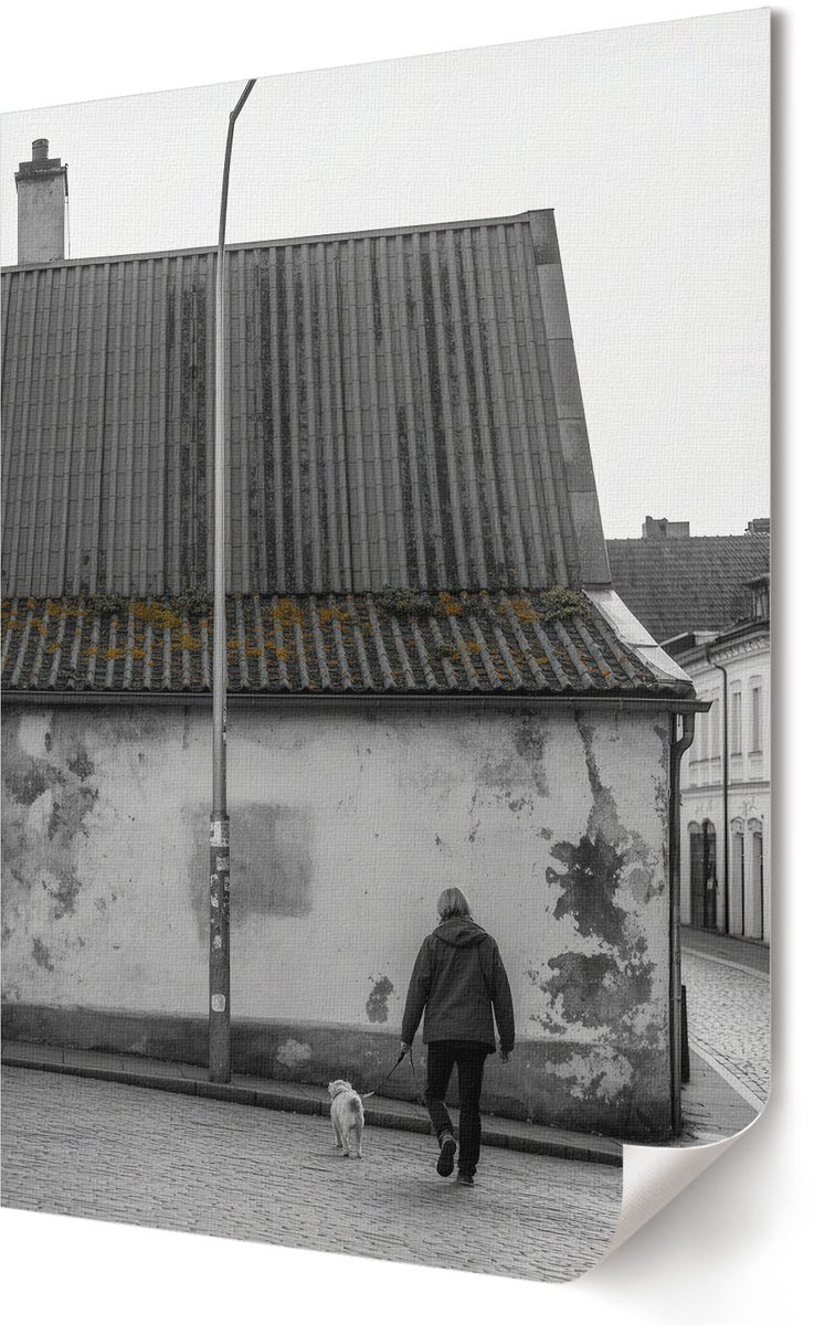 Coloray Polycanvas Wandposter - Stadswandeling, Fotografie - 594 x 840 - Grijs Design - Rechthoek - Canvasposter - Woonkamer - Klassiek