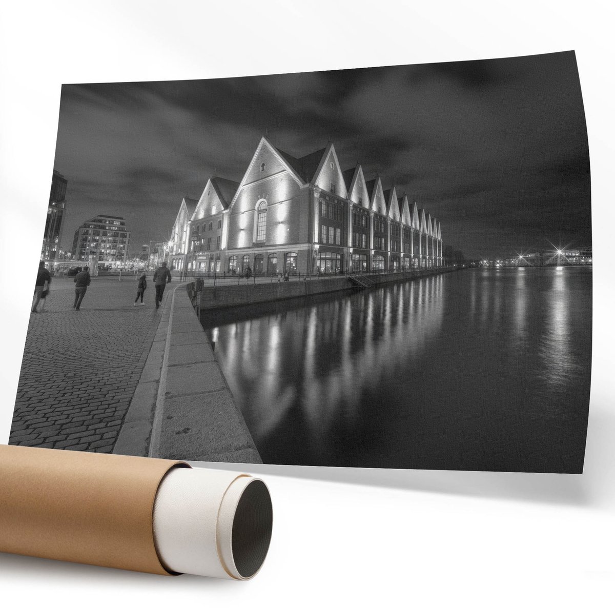 Coloray Polycanvas Poster - Strand En Boot, Fotografie - 594 x 840 mm - Zwart-wit Illustratie - Rechthoek - Muurdecoratie - Woonkamer - Klassiek