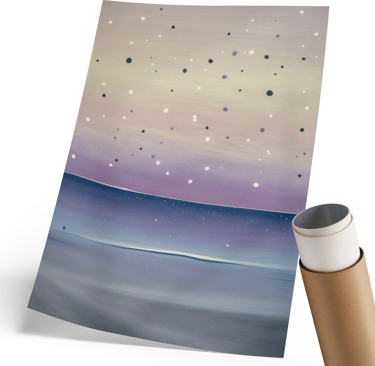 Coloray Polycanvas Wandposter - Kosmisch Landschap, Schilderen - 210 x 297 mm - Paars Illustratie - Rechthoek - Wandkunstwerk - Woonkamer, Slaapkamer, Kantoor - Expressief