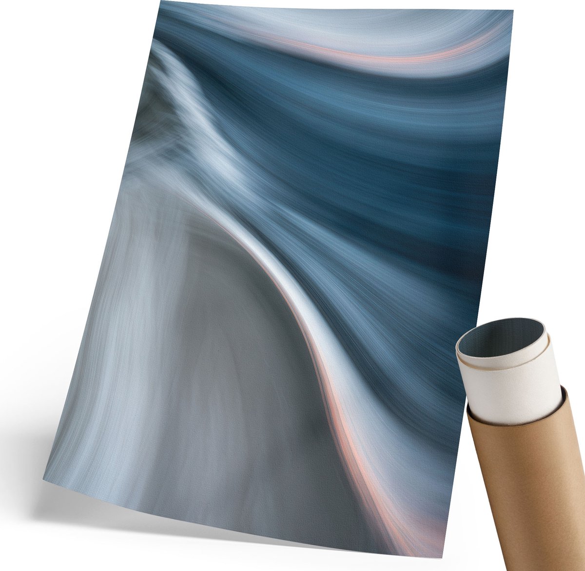 Coloray Canvas Poster Polycanvas - Blauwe Golven, Schilderen - 210 x 297 mm - Blauw Poster - Rechthoek - Decoratieve poster - Woonkamer, Slaapkamer, Kantoor - Expressief
