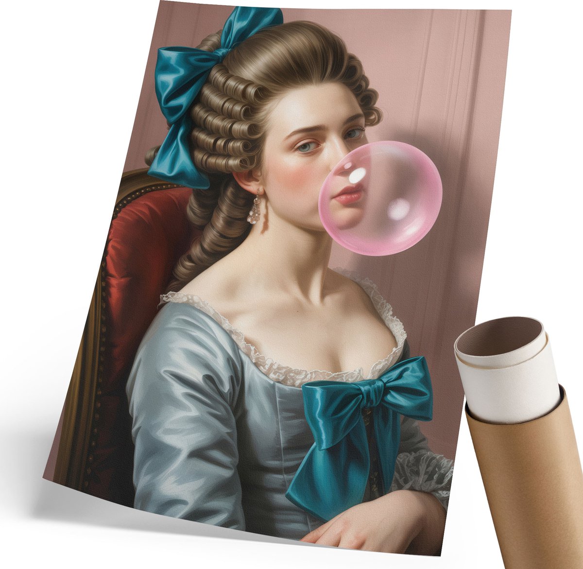 Coloray Polycanvas Poster - Retro Vrouw, Fotografie - 210 x 297 mm - Blauw Kunst - Rechthoek - Wandkunst - Woonkamer, Slaapkamer, Kantoor - Humoristisch