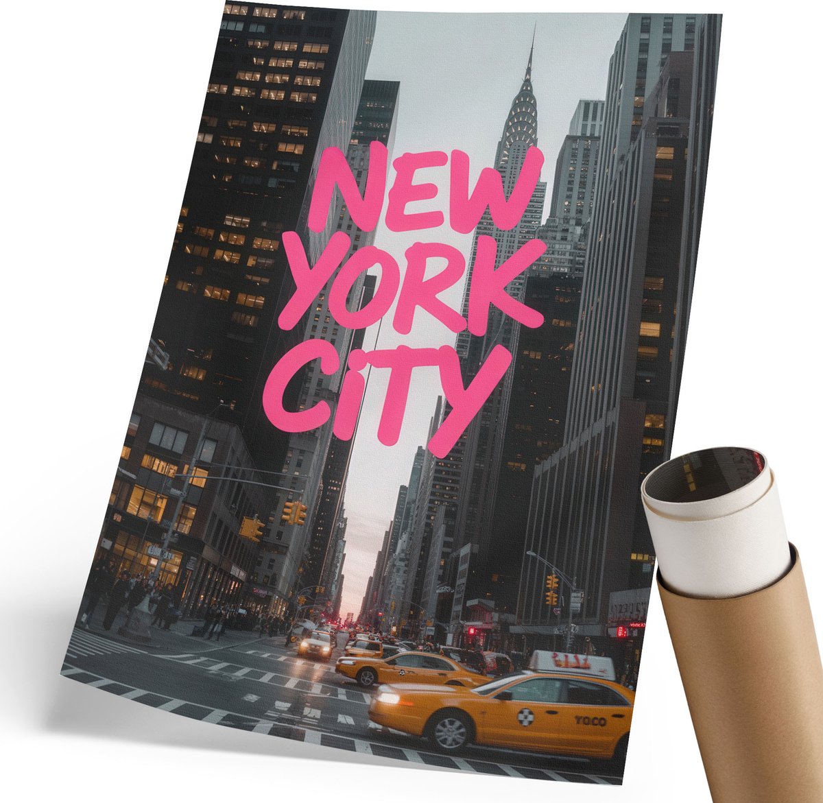 Coloray Polycanvas Poster - Energie Van De Grote Stad, Poster - 210 x 297 mm - Grijs Wandposter - Rechthoek - Muurdecoratie - Woonkamer, Slaapkamer, Kantoor - Popcultuur