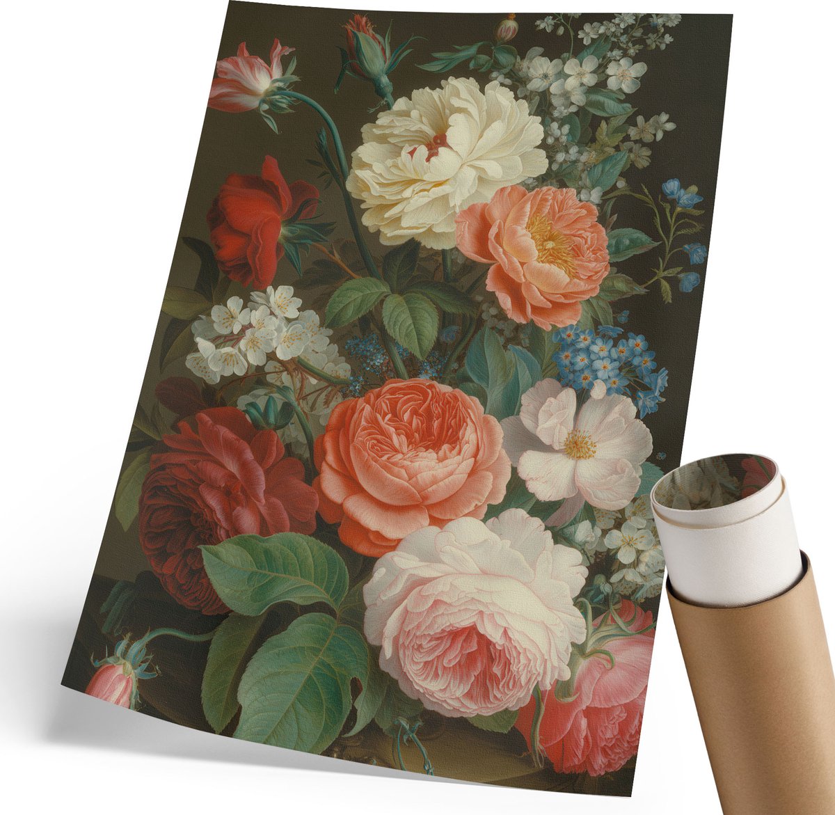 Coloray Polycanvas Wandposter - Bloemen Elegantie, Fotografie - 210 x 297 mm - Rood Design - Rechthoek - Muurkunst - Woonkamer, Slaapkamer, Kantoor - Klassiek