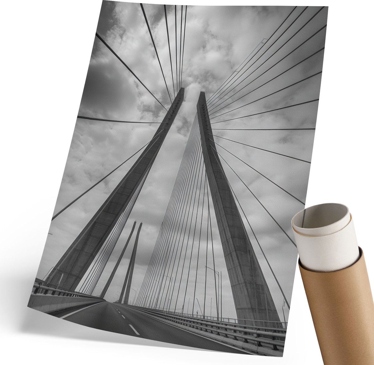 Coloray Polycanvas Wandposter - Seikenji Fuji, Zwart - 210 x 297 mm - Grijs Kunst - Rechthoek - Wandkunstwerk - Slaapkamer - Industrieel