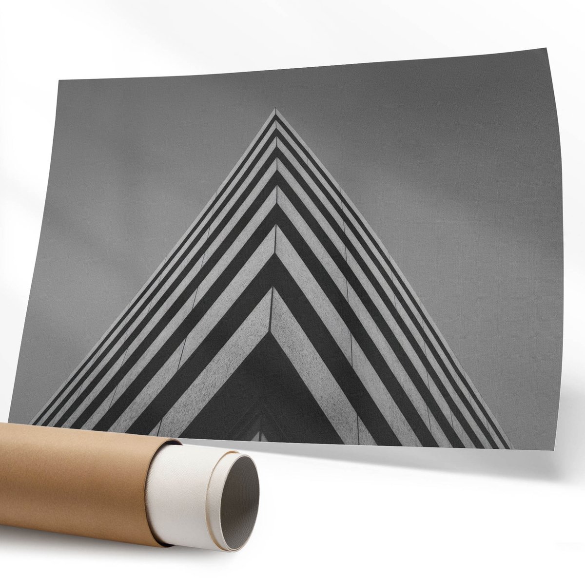 Coloray Polycanvas Wandposter – Moderne Architectuur, Zwart-Wit – 594 x 840 mm – Grijs Illustratie – Rechthoek – Canvas Wandposter – Woonkamer – Modern