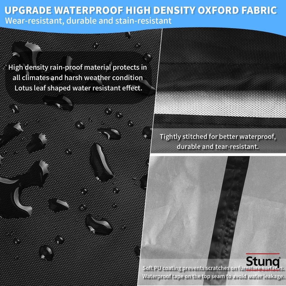 Stunq Waterdichte terrasmeubelhoes zwart – heavy duty 600D Oxford