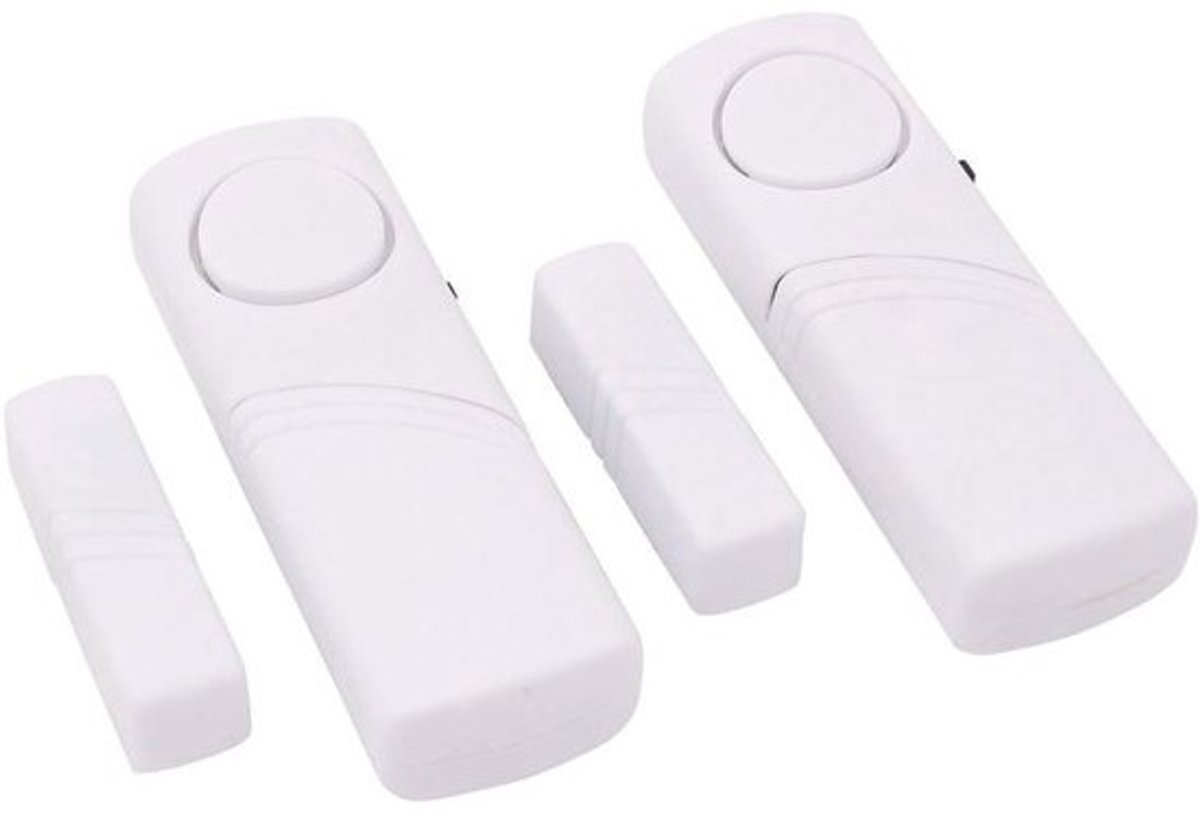 Deur Raamcontact Alarm - Magnetische Reed Schakelaar - Huis Beveiligen - Draadloze Installatie - 2 stuks - Wit