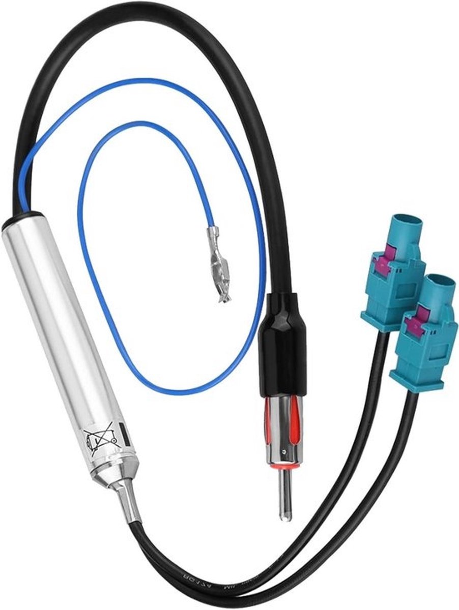 Antenne Adapter - Radio Versterker - FM Ontvangst Verbeteren - Eenvoudige Installatie - 46 cm Lengte - Zwart