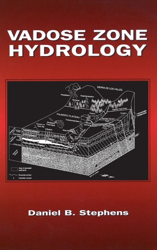 Boek met de titel "Vadose Zone Hydrology" en een illustratie van grondwaterstromen in de Pajarito Plateau en Sierra de Los Valles.