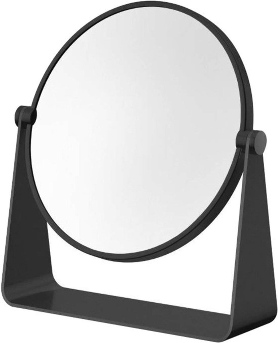 Wandspiegel Rond - Make-up spiegel - Perfect aanbrengen - Dubbelzijdig 3x zoom - Vrijstaand model - Mat zwart
