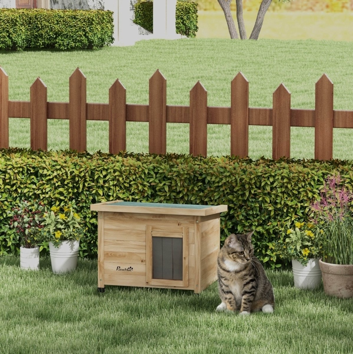 MODFU-Kattenhuis-Weerbestendig-Houten-Buitengebruik-57 X 45 X 43 Cm