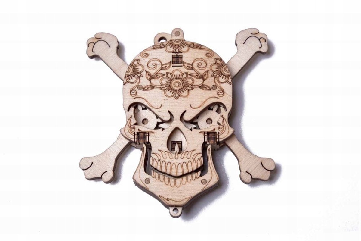 Wood Trick 3D Houten Puzzel: Mechanische Schedel
