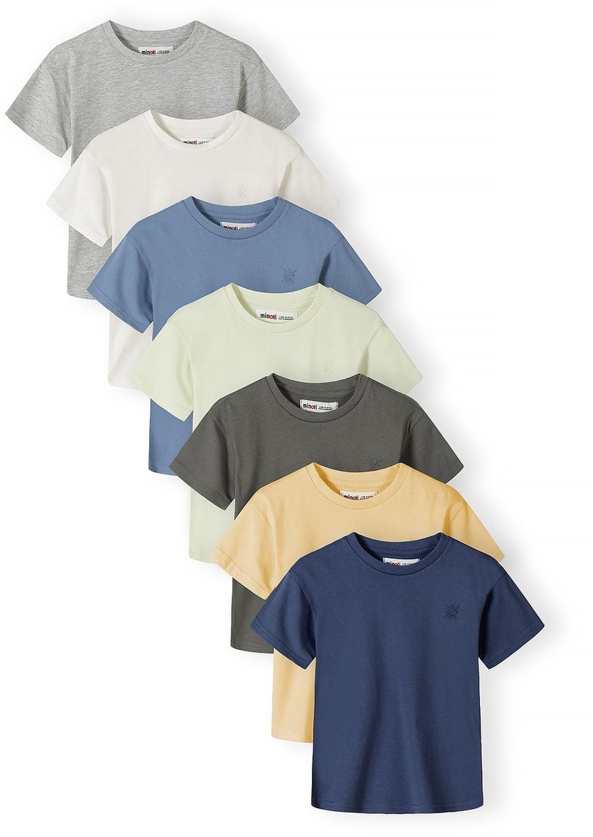 Minoti T-shirt jongens 7-pack 100% katoen - grijs
