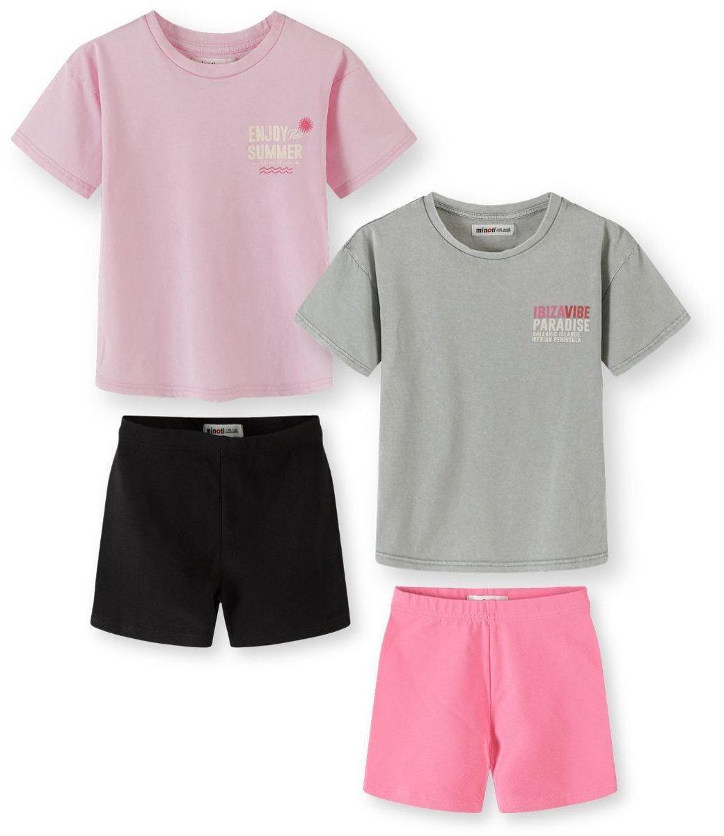 Minoti Meisjes kleding set meisjes 4-delig 100% katoen - grijs