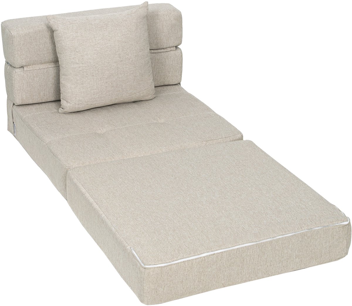 Slaapstoel – Inklapbare Slaapbank - 1 kussens– Slaapfauteuil 1 Persoon – beige