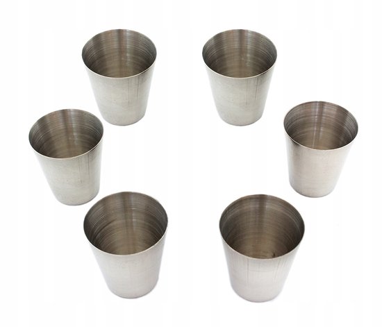 Set van 6 RVS Drinkbekers 30ml met Zwart Kunstlederen Etui — afbeelding 3