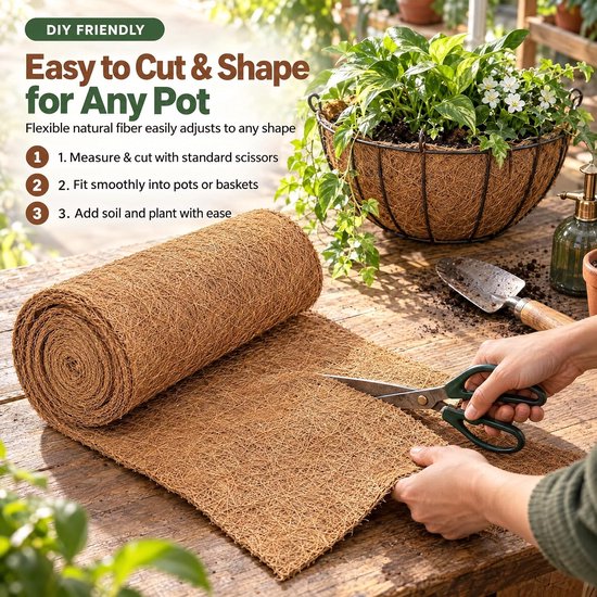 Kokosmat voor plantenbescherming, 25 x 3 meter — afbeelding 4