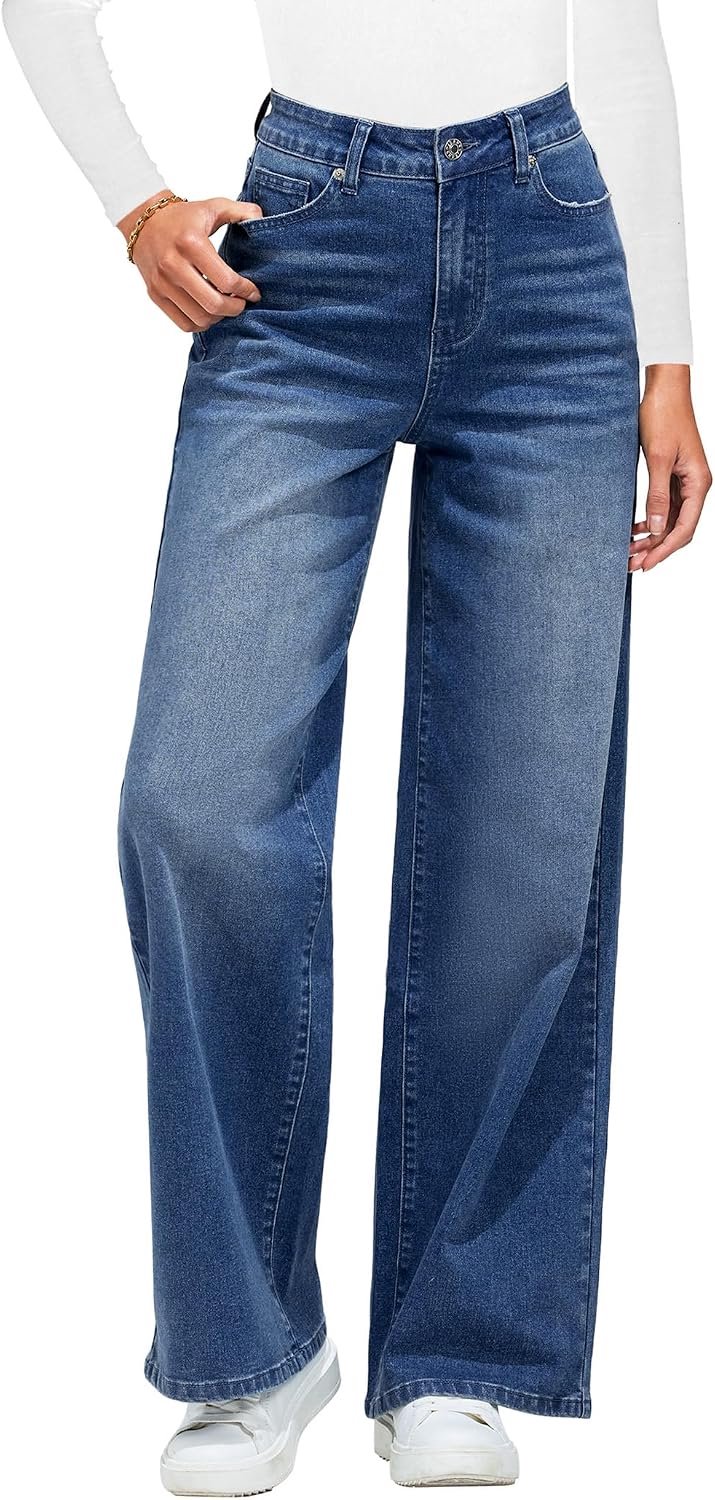 Jeans, hoge taille, stretch denim