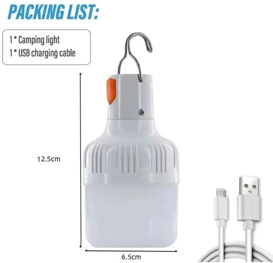 60W oplaadbare LED-campinglantaarn (USB) – Draagbare noodverlichting met haak — afbeelding 4