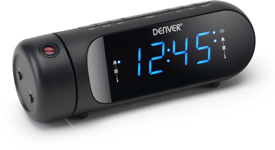 Denver Wekkerradio met Projectie - Opladen via USB - Digitale Wekker - FM Radio - Dubbel Alarm - CPR700 - Zwart — cadeau in Elektronica - foto 8
