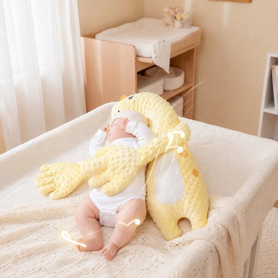 Baby Slaapknuffel Giraffe - Kalmerende Knuffel met Klopfunctie - Pluche Speelgoed Kussen - Verzwaarde Handjes - 44 Rustgevende Muziekjes - Rustgevende Babyslaap Hulp - Voor Baby's van 0-1 Jaar — afbeelding 3
