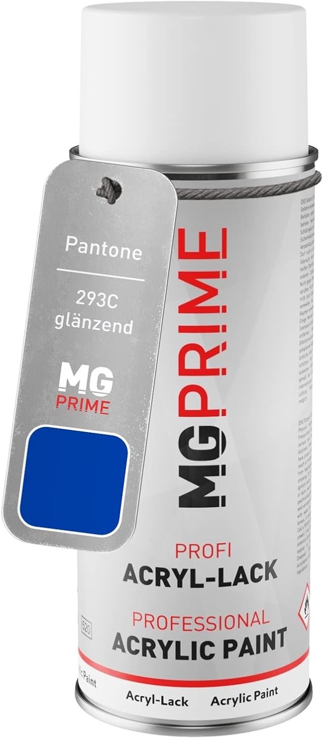 Acryllak spuitbus 400ml - Pantone 293C blauw - glanzend - professionele kwaliteit - ServiceTopper