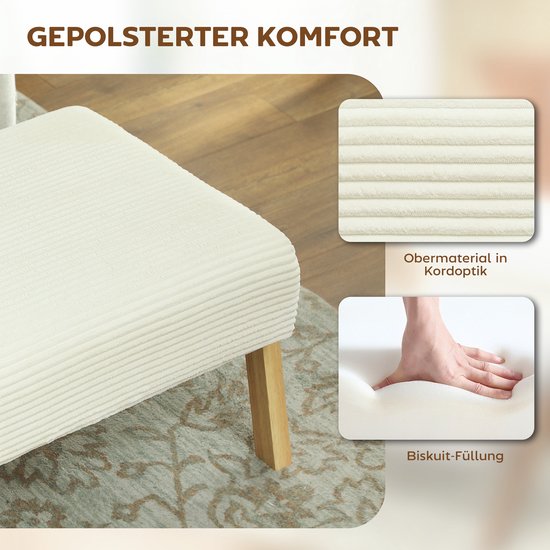 Gepolsterd comfort met corduroy hoes en zachte vulling voor optimale ondersteuning.