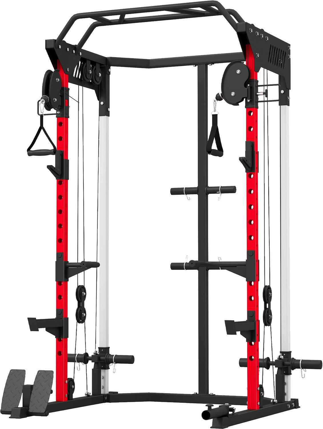 Sporton Krachtstation met Power Rack en dubbel kabelzugsysteem - In hoogte verstelbaar - 168 x 128 x 215 cm - Zwart