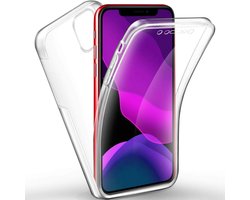 Compatibel iPhone 11 Pro Max (6,5 inch) hoes silicone 360 graden transparant. Total transparant, zachte voorkant + harde achterkant. Schokbestendige 360 graden touch telefoonhoes voor iPhone 11 Pro