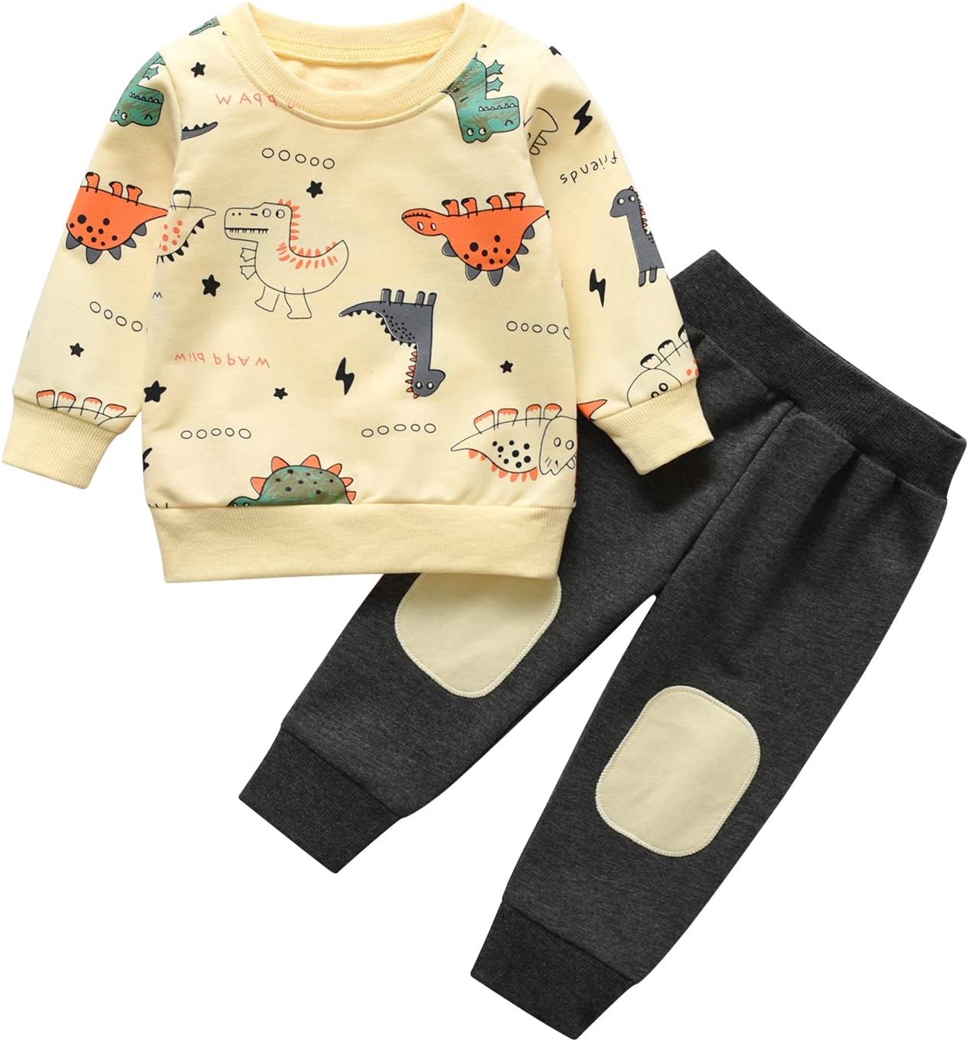 Jongenskleding set dinosaurus print lange mouwen shirt en broek