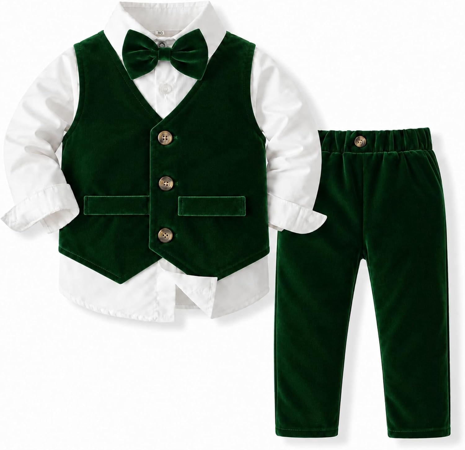 Pak set 4-delig met overhemd, veloursvest, broek en vlinderdas