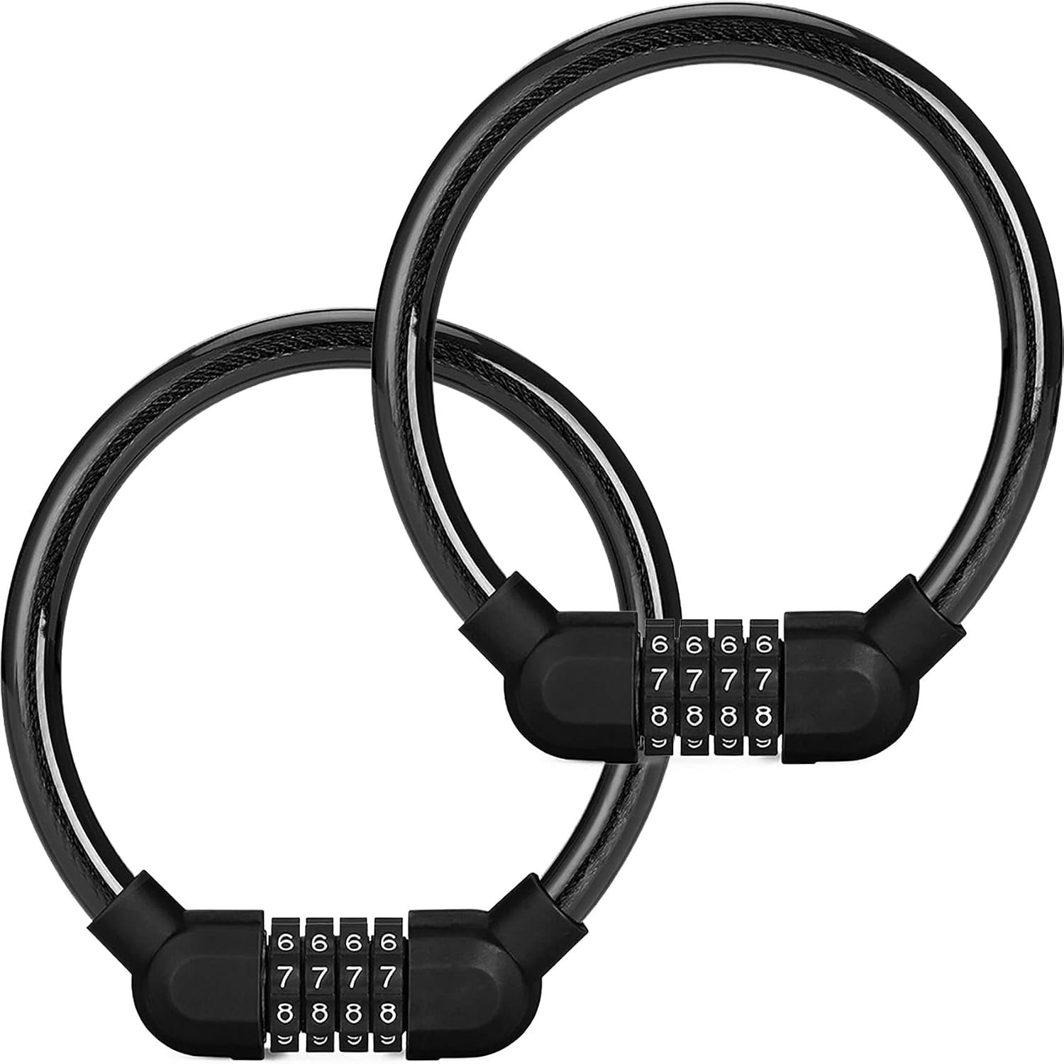2 stuks fietsslot, fietsslot met 4-cijferige code - kabelketting voor fietsen, scooters, motoren, skateboards, hekken en ladders (zwart, elk 40 cm lang)