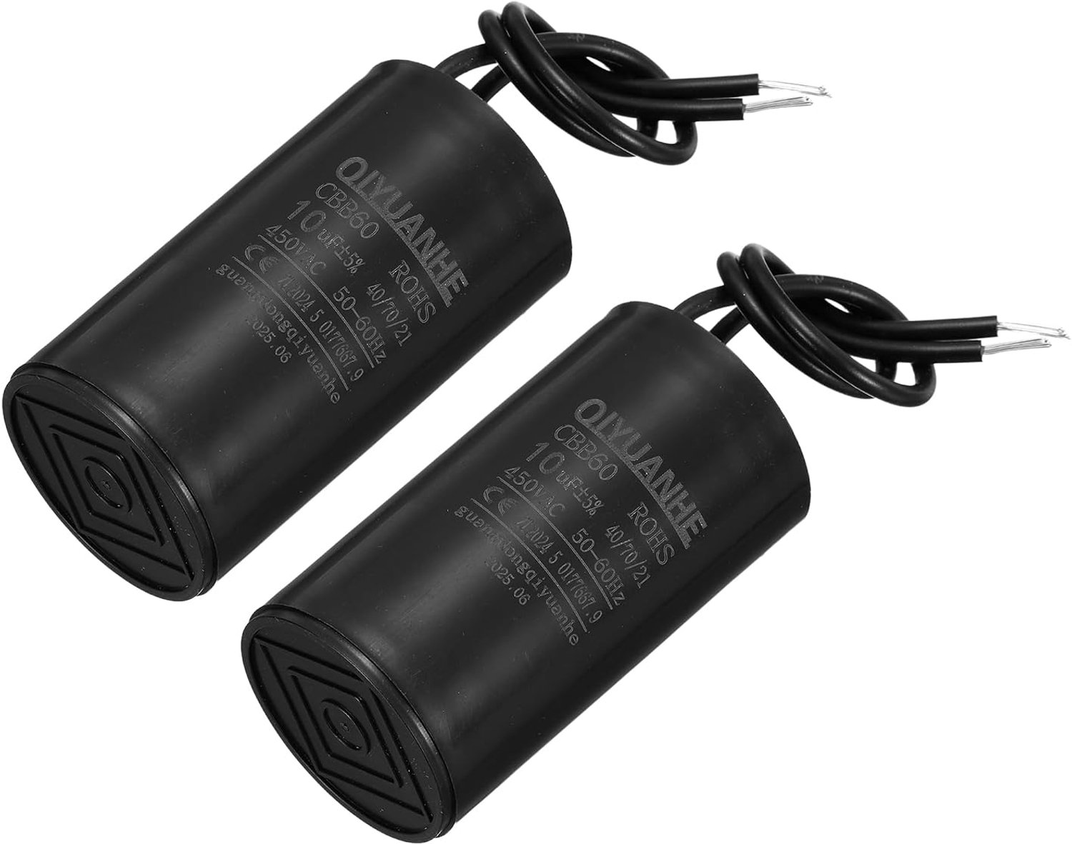 Aanloopcondensator 10uF - 34 x 60 mm - cilindrisch - voor luchtcompressor en waterpomp - 2 stuks - m-winkel