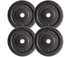 4x5kg halterschijven set - 20kg - gietijzer - 30mm - gewichten - 5kg - halterset - gewicht schijven